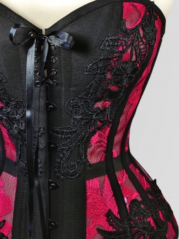 Corset overbust raspberry lace